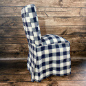 pokrowiec na krzesło w kratkę, pokrowiec na wymiar krzesła, pokrowiec na zamówienie, farmhouse style chair covers, krzesło w stylu wiejskim